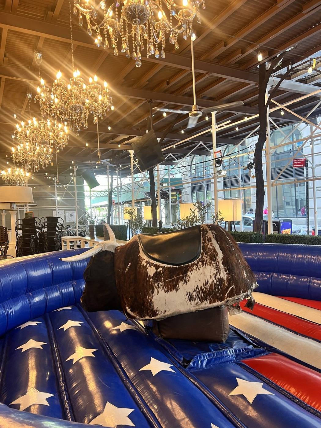 Mechanical bull at an event