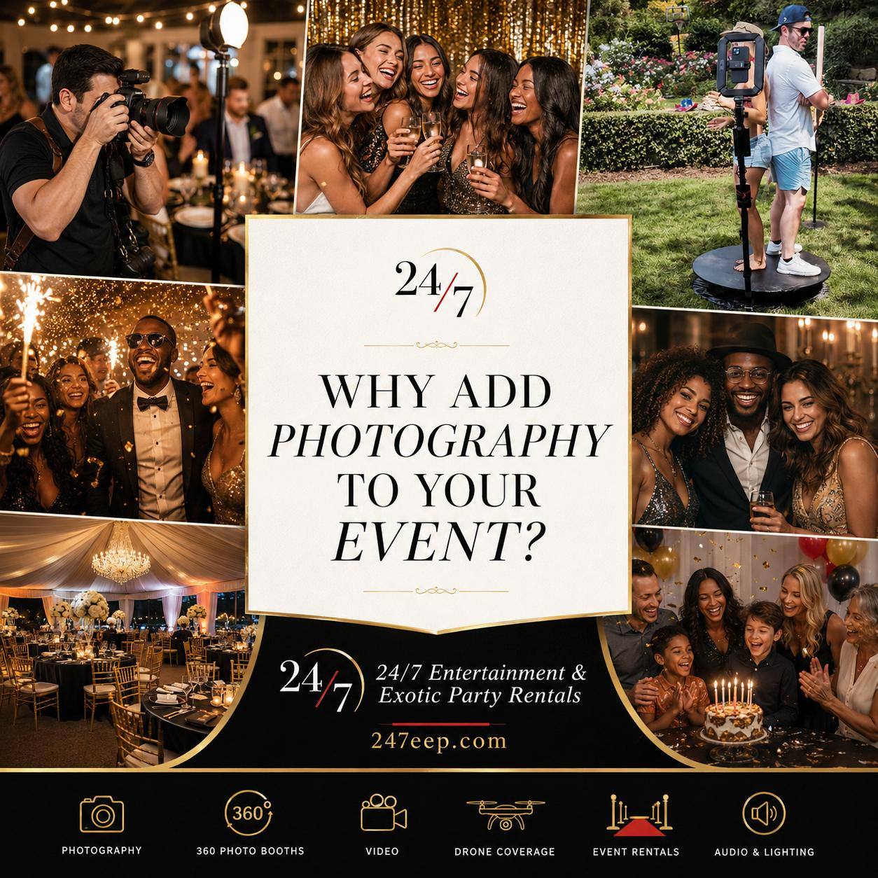 Photography and party event collage
